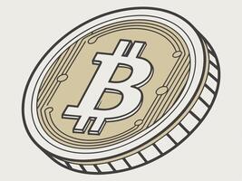 Stylized Bitcoin Coin with Circuit Board Design on a Light Background vector
