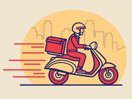 Stylish Delivery Illustration Scooter Delivering in the City with Speed Lines vector