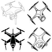Drone Designs A Collection of Four Different Drone Styles in Black and White vector