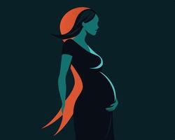 Abstract Illustration of a Pregnant Woman in Profile with Elegant Design Elements vector