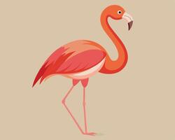 Stylized Flamingo Illustration with Pink and Orange Feathers on Beige Background vector