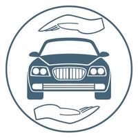 Car Protection and Care Symbol with Hands in a Circle vector