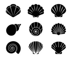 Assorted Seashell Silhouettes in a Grid Pattern on a White Background vector
