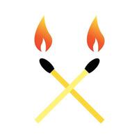 Two crossed matchsticks with flames on them vector