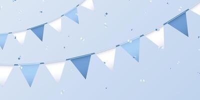 Blue and white bunting flags on a blue background vector