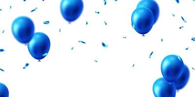 Blue balloons and confetti on a white background vector
