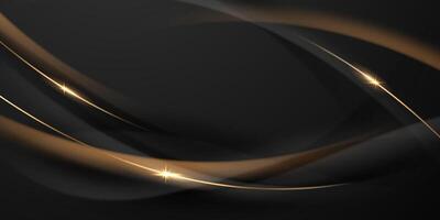 Abstract black and gold background with a wave vector