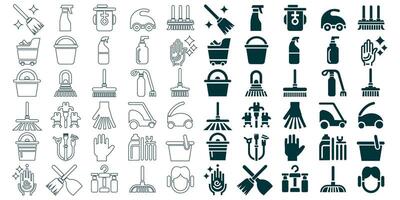 Mega collection of cleaning service icon set in expanded line and shape style symbol. Cleaning service icon set vector