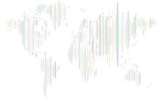 Vertical small line shape colourful world map vector