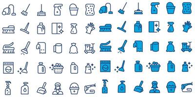 Cleaning service expanded line shape icon on maid, brush, vacuum cleaner, hygiene, laundry, domestic life and many more. Illustration on housekeeping, element, cleaning service Icon vector