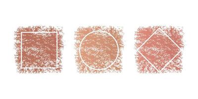 Decorative white line frames with mocha mousse, brown color background for note text. Abstract monochrome design, copy space. Grunge paintbrush and rectangle, circle, square shape vector
