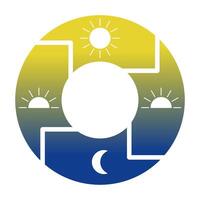 Change day and night cycle, movement path sun and moon icon. 24 clock with time of day. Circle with arrow sun and moon illustration vector