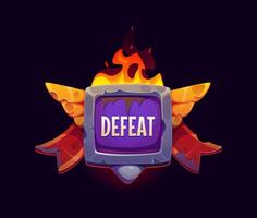 Defeat game frame icon, ui , videogame screen vector