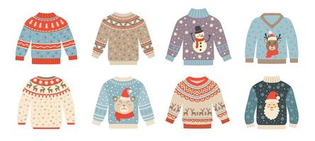 Christmas ugly party sweater with Xmas patterns vector