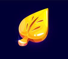 Golden plant leaf icon or arcade game asset vector