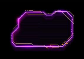 Neon game frame asset and HUD interface overlay vector