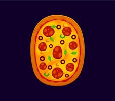 Fast food pizza cartoon font typeset digit 0 zero vector