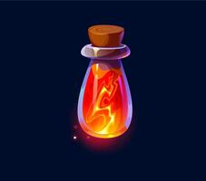 Witch magic potion bottle, Halloween elixir flask vector