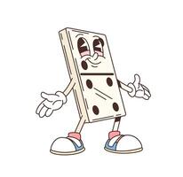 Groovy dominoes tile cheerful character vector