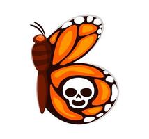 Day of the Dead font butterfly with skull letter B vector