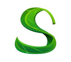 Tree green leaf font, nature typeset letter S vector