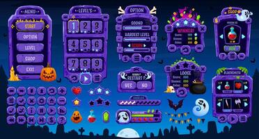 Halloween game interface design elements vector