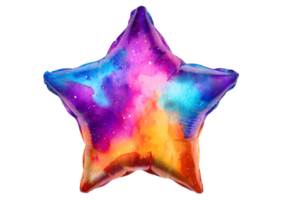 Bright star shape balloon on a transparent background. Fun and festive design element png