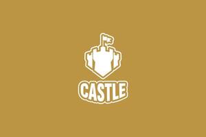 Minimalist castle icon for fantasy games, medieval themes, or storybook branding. vector