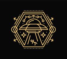 Celestial Y2K esoteric UFO saucer symbol or tattoo vector