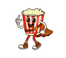 Groovy popcorn pirate or corsair cartoon character vector