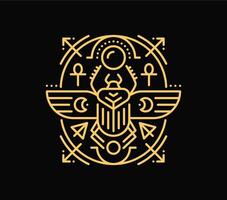 Esoteric Tarot cards line symbol, magic astrology vector