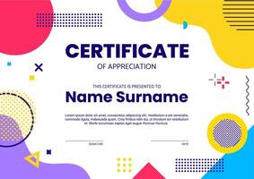 Modern Memphis certificate and diploma template vector
