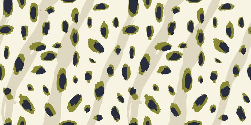 Hand Drawn animal skin fur print seamless pattern with nature whimsical shapes, spots, dots and lines with textures. Vibrant jungle boho print. Modern exotic collage geometric illustration