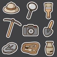 set of archeology equipment good for sticker, element design, icon, etc vector