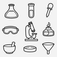 set of laboratory equipment with outline style good for symbol, icon, element design, coloring book, coloring page, etc vector