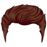 Men's smooth brown hair styling template with medium length smooth waves for male characters vector