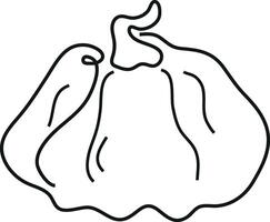 simple line art icon of a round ripe pumpkin with a tail, for logos or patterns vector