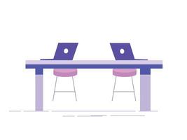 Modern office Empty no people on desk office concept. flat cartoon graphic design illustration vector