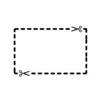 Rectangular dashed line frame with scissors icon isolated on transparent background png