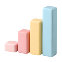 Pastel color bar graph showing growth isolated on transparent background png
