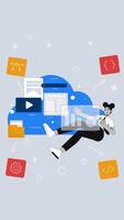 Cloud-based development with devops tools 2D vertical animation. Black woman web developer managing dashboard code data insights animated character cartoon flat concept metaphor 4K stop motion video