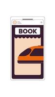 Train ticket booking via app mobile application 2D cartoon vertical animation. Digital railway phone screen. Online rail transport smartphone animated flat colorful object 4K isolated on white video