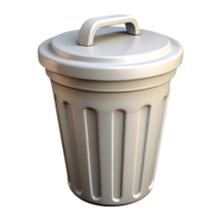 3d render of a light grey trash can with lid and handle isolated on transparent background png
