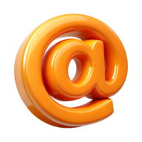 3d shiny orange at symbol isolated on transparent background png