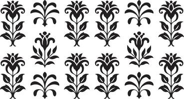 Black and white floral design elements for textile vector