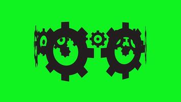 Rotating gears on green screen animation. video