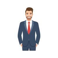 A man in a suit and tie is standing with his hands in his pockets vector
