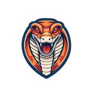 An orange and blue snake head with its mouth open vector