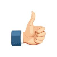 A hand with a thumb up gesture on a white background vector