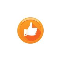 A thumbs up icon on an orange button vector
